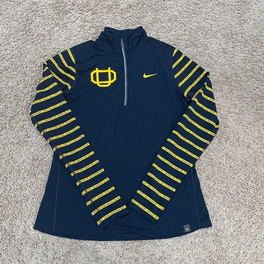 Oregon Ducks Sweatshirt Womens Large Blue Nike Tailgate Element 1/2 Zip WEBFOOTS